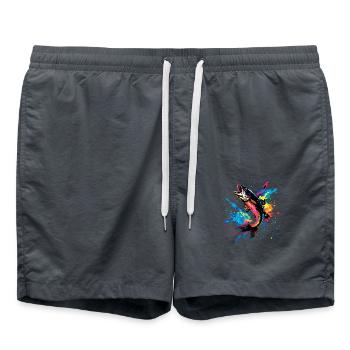 Fishing Angler Colorful Perch Fish - Swim Trunks - anthracite - Front - AI Model Male 185 light (185cm)