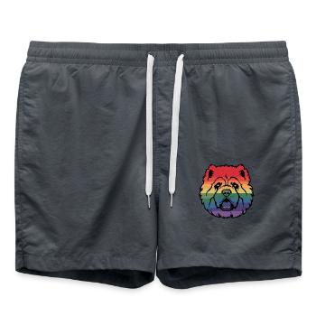 Regenbogen-Chow-Chow - Badeshorts - Anthrazit - Vorne - AI Model Male 185 light (185cm)