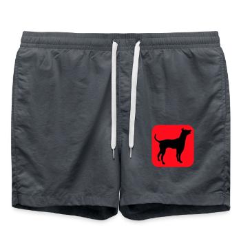 Dog Silhouette Symbol Button Logo Square Cool - Swim Trunks - anthracite - Front - AI Model Male 185 light (185cm)