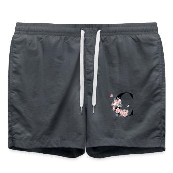 Buchstabe c rosa Blumen - Badeshorts - Anthrazit - Vorne - AI Model Male 185 light (185cm)