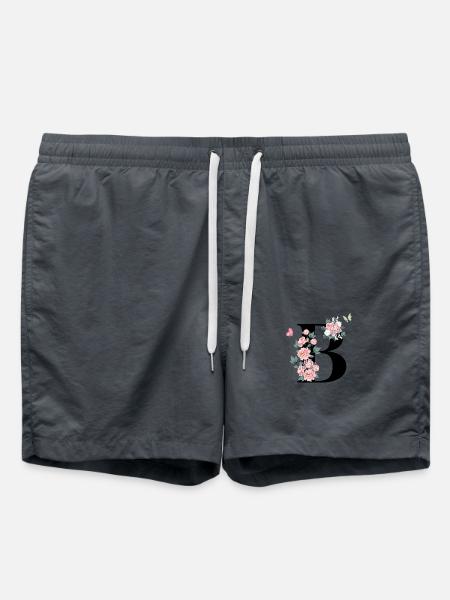 Letter b pink flowers - Swim Trunks - anthracite