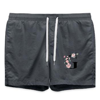 Buchstabe g rosa Blumen - Badeshorts - Anthrazit - Vorne - AI Model Male 185 light (185cm)