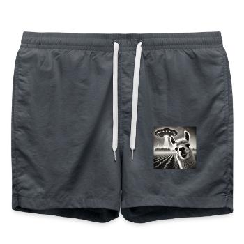Drôle Lama Alpaga OVNI Selfie Alien - Short de bain - charbon - Devant - AI Model Male 185 light (185cm)