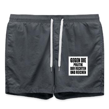 gegen die politik der rechten und reichen - Badeshorts - Anthrazit - Vorne - AI Model Male 185 light (185cm)
