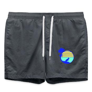 Dog Beach Holiday Sun Sea Palm Trees Holiday Beautiful - Swim Trunks - anthracite - Front - AI Model Male 185 light (185cm)