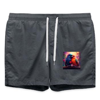 Glückliche Vögel Birds Romantik Love Valentinstag - Badeshorts - Anthrazit - Vorne - AI Model Male 185 light (185cm)