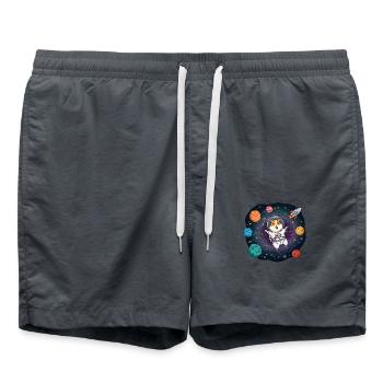 Weltraum Hamster Astronaut - Badeshorts - Anthrazit - Vorne - AI Model Male 185 light (185cm)