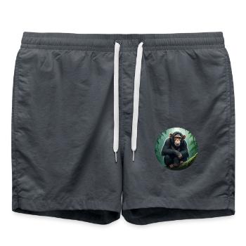 Schimpanse auf Ast - Badeshorts - Anthrazit - Vorne - AI Model Male 185 light (185cm)