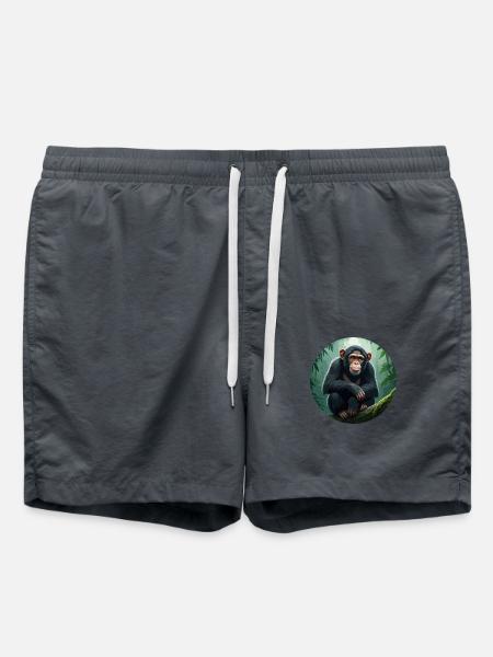 Chimpanzee on tree branch - Swim Trunks - anthracite
