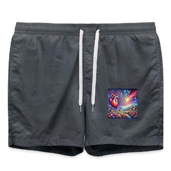 The Floating Heart - Swim Trunks - anthracite - Front - AI Model Male 185 light (185cm)