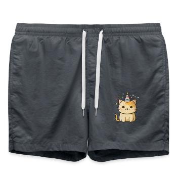 Cute Birthday Kitten - Badeshorts - Anthrazit - Vorne - AI Model Male 185 light (185cm)