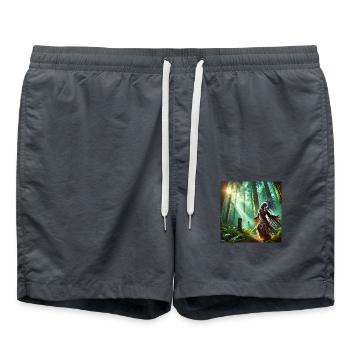 Schamane in Trance (A) - Badeshorts - Anthrazit - Vorne - AI Model Male 185 light (185cm)