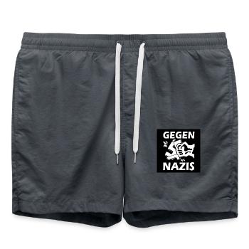 Gegen nazis - Badeshorts - Anthrazit - Vorne - AI Model Male 185 light (185cm)