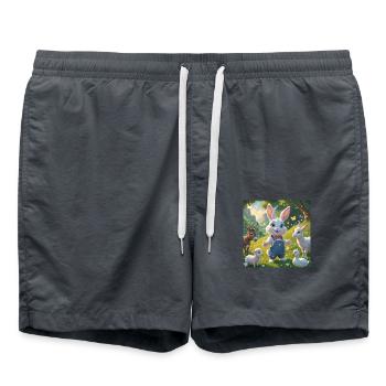 La prairie magique du lapin curieux - Short de bain - charbon - Devant - AI Model Male 185 light (185cm)