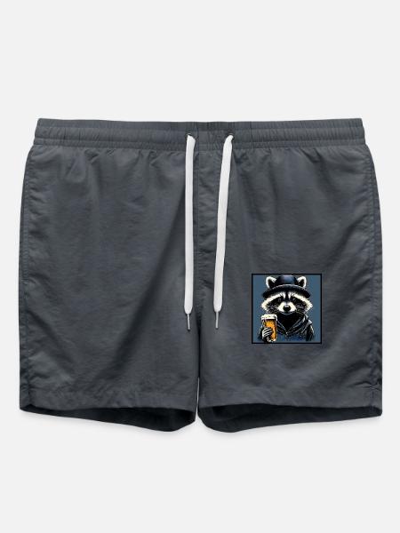 Waschbär mit Bier - Badeshorts - Anthrazit