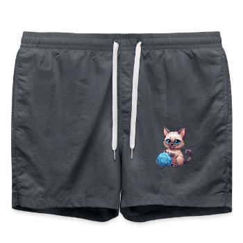 Chat avec de la laine - Short de bain - charbon - Devant - AI Model Male 185 light (185cm)