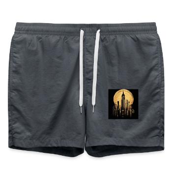 New York gold 2 - Badeshorts - Anthrazit - Vorne - AI Model Male 185 light (185cm)
