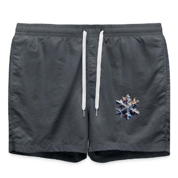Abstrakte Darstellung einer Schneeflocke - Badeshorts - Anthrazit - Vorne - AI Model Male 185 light (185cm)