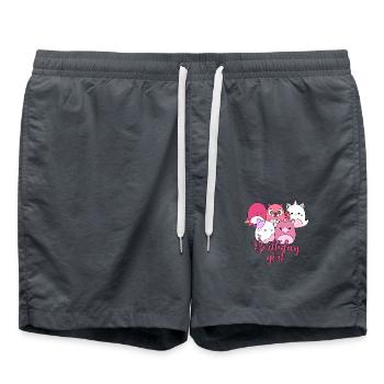 Jolie fille d’anniversaire Squishmallow - Short de bain - charbon - Devant - AI Model Male 185 light (185cm)