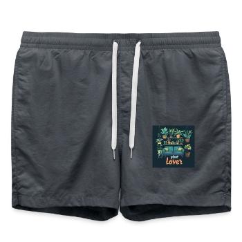 Plant lover living room - Badeshorts - Anthrazit - Vorne - AI Model Male 185 light (185cm)