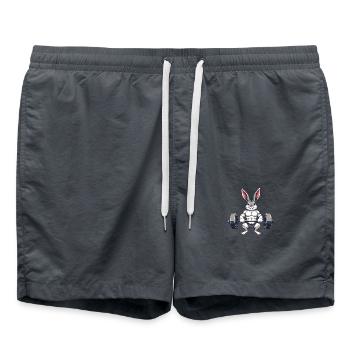 Muskulöser Hase beim Training - Badeshorts - Anthrazit - Vorne - AI Model Male 185 light (185cm)