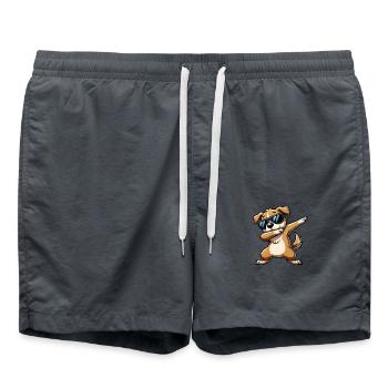 Bande dessinée de dabbing de chien - Short de bain - charbon - Devant - AI Model Male 185 light (185cm)