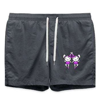 2 Lapins Ballerines Danse Ballet Filles Femmes - Short de bain - charbon - Devant - AI Model Male 185 light (185cm)