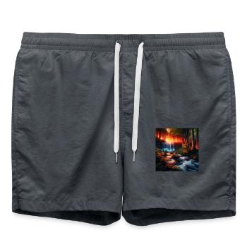 Wasserfall im Wald - Badeshorts - Anthrazit - Vorne - AI Model Male 185 light (185cm)