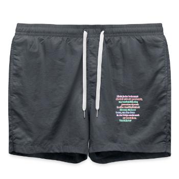 Test of patience for admirers - Read the whole saying - Swim Trunks - anthracite - Front - AI Model Male 185 light (185cm)
