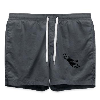Fußballtorwart springt zur Rettung des Balls - Badeshorts - Anthrazit - Vorne - AI Model Male 185 light (185cm)