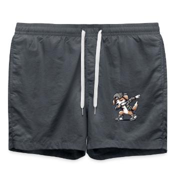 Bande dessinée de dabbing de chien - Short de bain - charbon - Devant - AI Model Male 185 light (185cm)