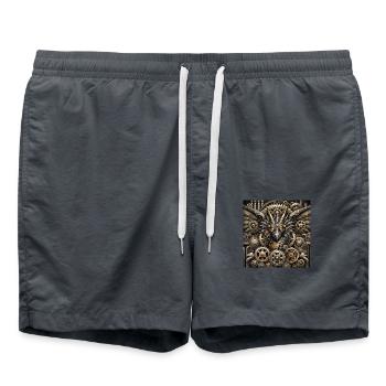 Steampunk Dragon Lord - Swim Trunks - anthracite - Front - AI Model Male 185 light (185cm)