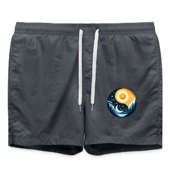 Yin Yang Sun and Moon - Swim Trunks - anthracite - Front - AI Model Male 185 light (185cm)