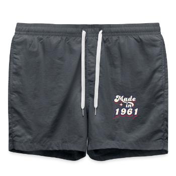 Hergestellt im Jahr 1961 Retro - Badeshorts - Anthrazit - Vorne - AI Model Male 185 light (185cm)
