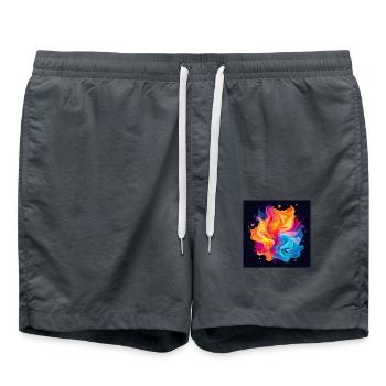 Bunter Wirbel - Badeshorts - Anthrazit - Vorne - AI Model Male 185 light (185cm)