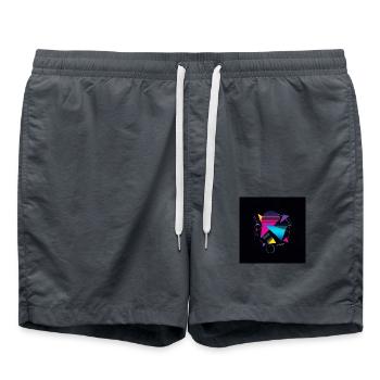 80er-Jahre-Vibes - Retro-Revival - Badeshorts - Anthrazit - Vorne - AI Model Male 185 light (185cm)