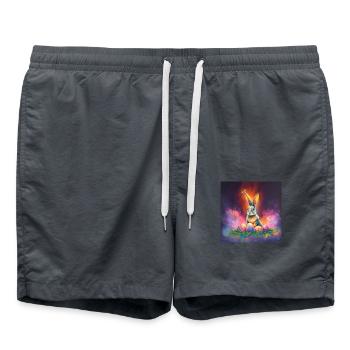 Hasenparty & Eierregen - Badeshorts - Anthrazit - Vorne - AI Model Male 185 light (185cm)