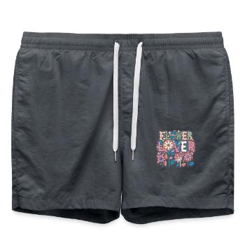 Amateur de fleurs Coloré Floral Design texte Art - Short de bain - charbon - Devant - AI Model Male 185 light (185cm)