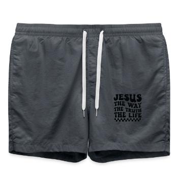 Jesus is the way, the truth and the life - Swim Trunks - anthracite - Front - AI Model Male 185 light (185cm)