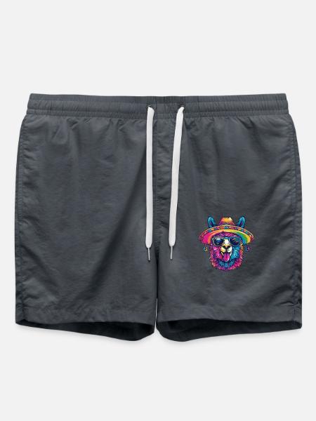 Alpaka Llama Lustig Sombrero - Badeshorts - Anthrazit