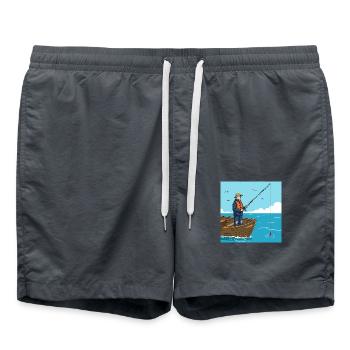 Fang des Tages: Angler auf dem Wasser! - Badeshorts - Anthrazit - Vorne - AI Model Male 185 light (185cm)