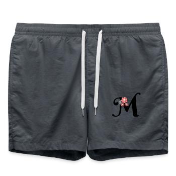 Lettre m fleurs minimalistes - Short de bain - charbon - Devant - AI Model Male 185 light (185cm)