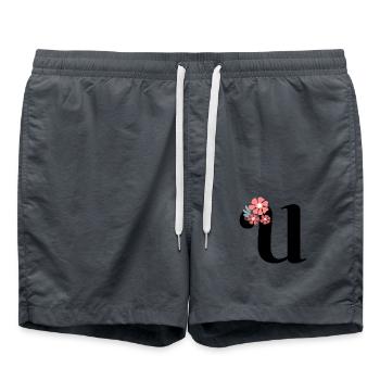 Buchstabe u Minimalistische Blumen - Badeshorts - Anthrazit - Vorne - AI Model Male 185 light (185cm)