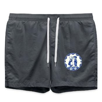Bleu de Delft paysan et paysanne blonde - Short de bain - charbon - Devant - AI Model Male 185 light (185cm)