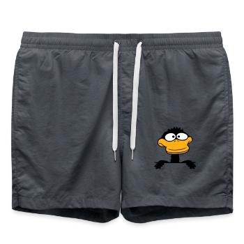 Duck looks funny goofy anxious confused comic - Swim Trunks - anthracite - Front - AI Model Male 185 light (185cm)