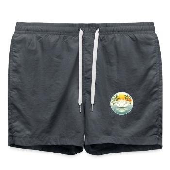 White Lotus Flower - Swim Trunks - anthracite - Front - AI Model Male 185 light (185cm)