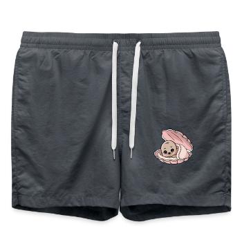Cozy Baby Seal in a Pink Seashell - Swim Trunks - anthracite - Front - AI Model Male 185 light (185cm)
