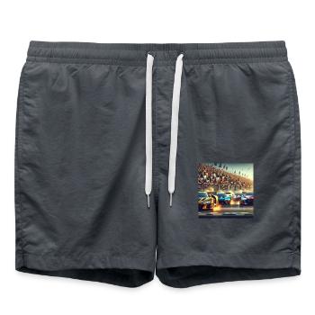 Race cars near finish - Swim Trunks - anthracite - Front - AI Model Male 185 light (185cm)