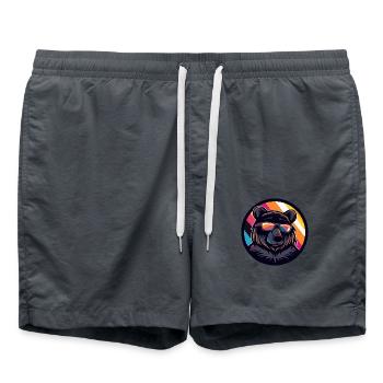 Bear Comic Cool Summer - Swim Trunks - anthracite - Front - AI Model Male 185 light (185cm)