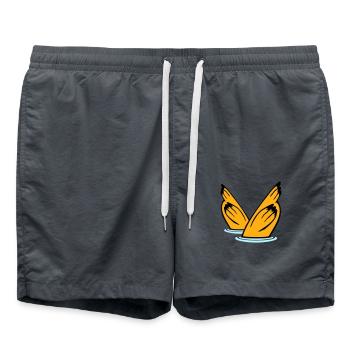 2 ducks diving underwater head lake drinking water - Swim Trunks - anthracite - Front - AI Model Male 185 light (185cm)
